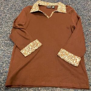 Bobbie Brooks Brown Leopard Print Top sz. M